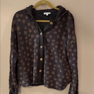 All Saints Black Floral Hoodie Sweatshirt